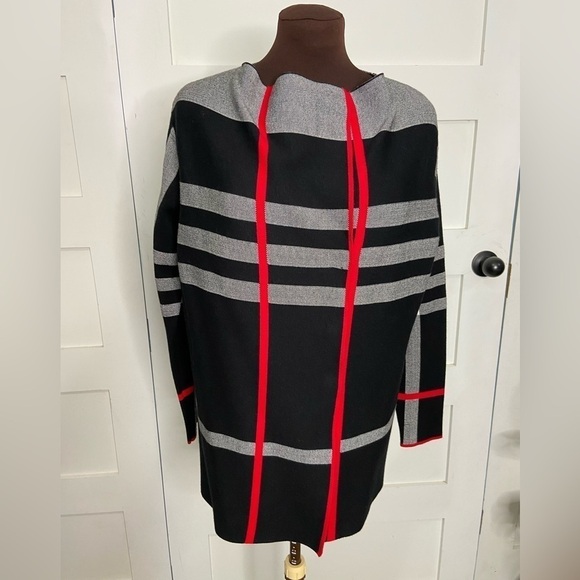 ALISON Sheri Button Cardigan Black, Gray, Red Size Medium - Picture 9 of 11